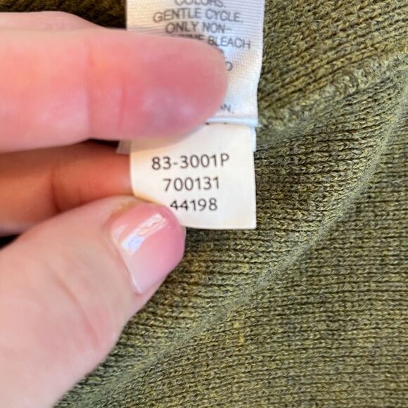 J.Jill Kimono Olive Green Sweater Medium Petite Cotton Cashmere Oversized - Picture 6 of 9